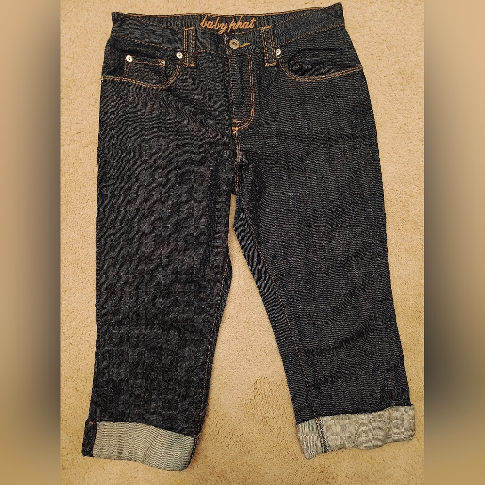 Baby Phat Cuffed Dark Wash Denim Capri Jeans.